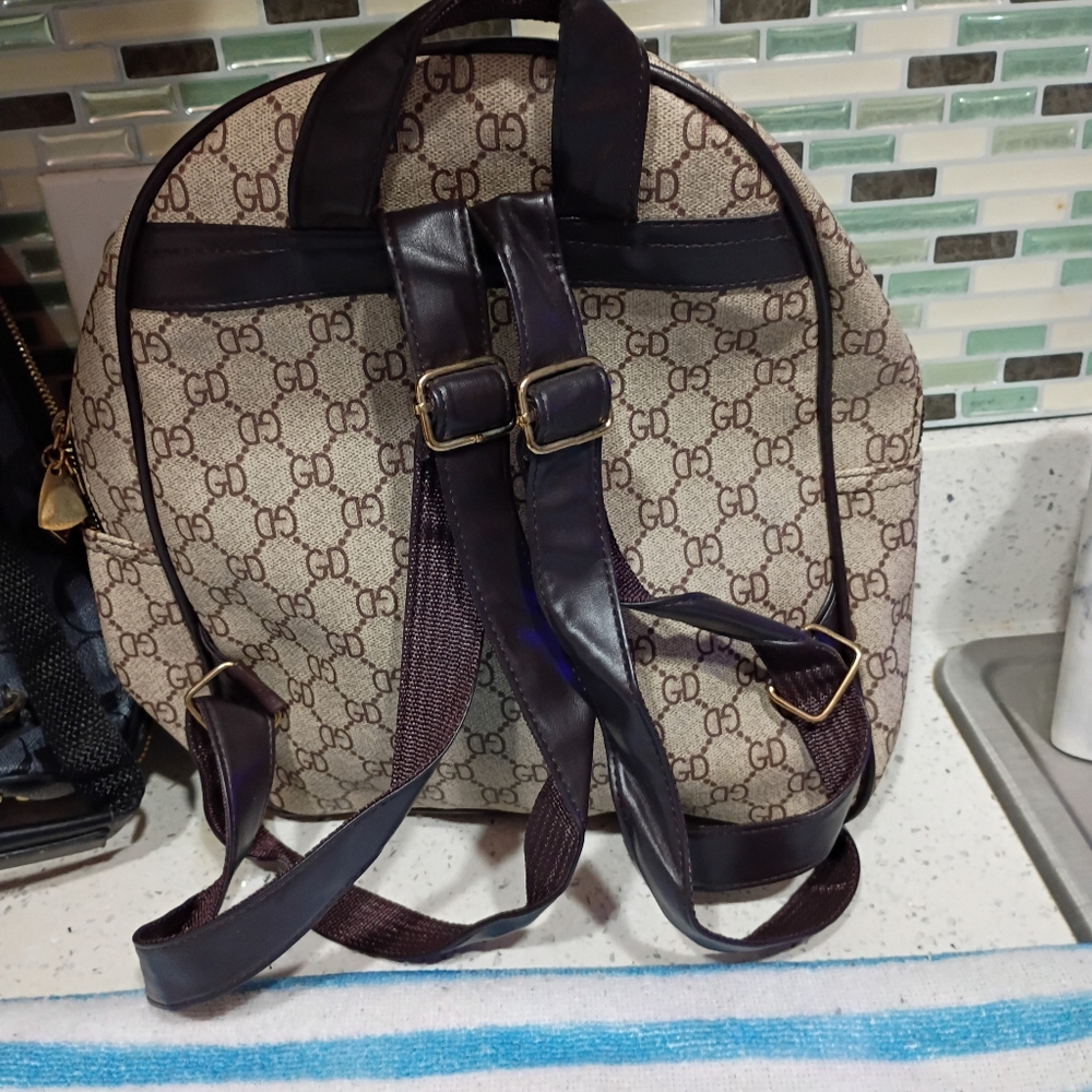 Patterned Brown Backpack - image 2